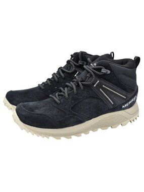 Merrell Womens Size 7 Wildwood Mid‎ Black Leather Waterproof Hiking Boots Shoes